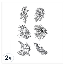 gelluna 半永久 復古 字母 十字架 骷髏 黑色 萬聖節 紋身 漢娜 刺青貼紙, 2個, T-295