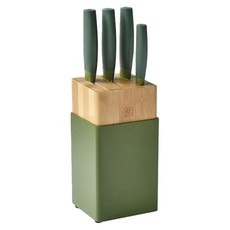 ZWILLING 雙人 Now S 五件式彩色刀座組 萊姆綠, 1組, 蔬菜刀 + 日式主廚刀 + 剁刀 + 中式主廚刀 + 刀架