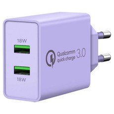 홈플래닛 36W 퀄컴 2포트 고속충전기, 퍼플, 1개