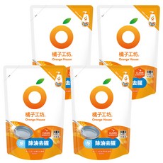 Orange House 橘子工坊 去油淨味碗盤洗滌液補充包 500ml x 4包 - 天然橘油、溫和不傷手