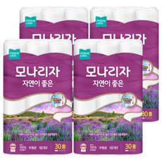 mona LISa. 親近自然 天然紙漿 3層高級捲筒衛生紙, 30m, 30入, 4個