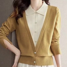 ATTERLIC 女款簡約翻領開襟衫風格一體式針織T恤 14373