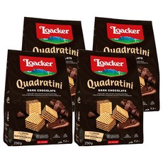 Loacker 萊佳哈斯 方角哈斯餅 黑巧克力口味, 250g, 4包