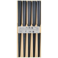SUNLIFE 六角筷組, 23cm 5雙, 黑色, 1組