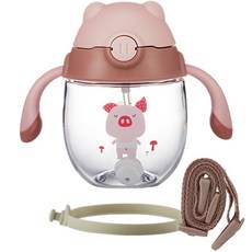 LocknLock 樂扣樂扣 幼兒用雙把手吸管杯(附背帶), 粉色(ABF790PIK), 1個, 300毫升