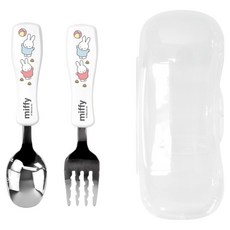 kitchen U Miffy 小不鏽鋼3件組, 1套, 湯匙 + 叉子 + 收納盒, 混合顏色