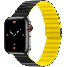 스타쉴드 스마트워치 마그네틱 실리콘 양면 스포츠 스트랩, 블랙옐로우