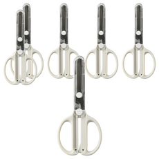 KUTSUWA 兒童安全可收納剪刀 不鏽鋼刀片 ABS手柄 PC蓋, 白色, 6支