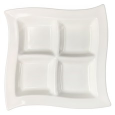 TATUNG 大同磁器 四格方形浪盤 強化餐用, 乳白色, 1個