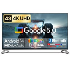 창홍 4K UHD LED 스마트 DLG 120Hz 돌비 AI 구글 5 TV, 108cm(43인치), U43M9, 스탠드형, 고객직접설치