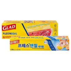 GLAD 佳能 Flex'n Seal 彈性夾鏈袋 一般大型 35入 + Magic Wrap 保鮮膜 一般型 21.6m 套組, 1套, 混合