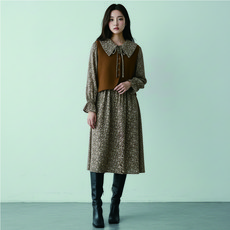 올리브데올리브 여성용 니트베스트 + 플라워 원피스 세트