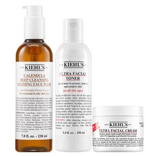 키엘 울트라 훼이셜 크림 125ml + 토너 250ml + 칼렌듈라 딥 클렌징 포밍 훼이스 워시 230ml, 1세트