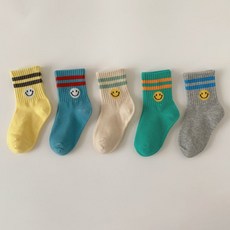 제이셀 兒童條紋微笑羅紋襪 A20 5雙組