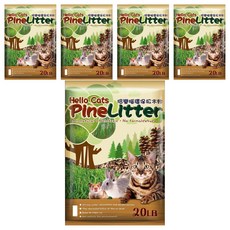 哈樂喵 Hello Cats 環保松木砂 100%天然松木 無粉塵 不黏腳 20LB, 5包