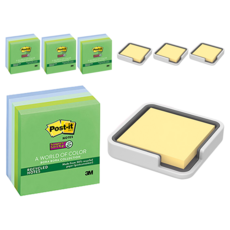 便利貼邊架 + 強力膠 City Collection 便利貼套裝, 白色（支架），Bora Bora 654-5SST（便利貼）, 4組