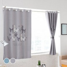 L&Room 羊駝印花遮光窗簾 2入, 灰色的