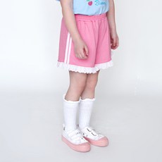 WALTONKIDS 女童透氣蕾絲線條短褲