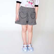 WALTONKIDS 女童涼感透氣愛心格紋泡泡紗短褲