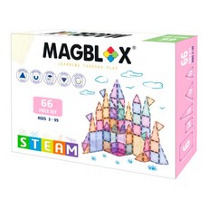 MAGBLOX 入門磁力積木組 66片 獨特窗花設計 超音波焊接 促進孩子認知發展, 粉彩, 1盒