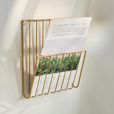 Levenraum 風格小物 免釘安裝 無痕壁掛式雜誌收納架, 金色, 1層
