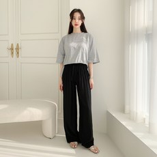 유세븐 여성용 와이드 플리츠 밴딩 팬츠 DMWP4021