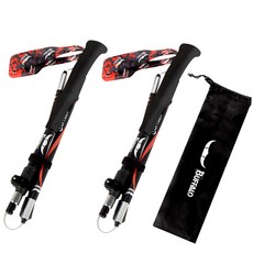 BUFFALO 5段式登山杖 2入+收納束袋, 紅色