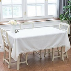 제이에스맘 무지 단색 레이스 방수 식탁보, 화이트, 4인(140x180cm), 1개