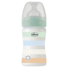 Chicco 舒適哺乳 矽膠PP小奶瓶 150mL 小單孔-綠色, 1個