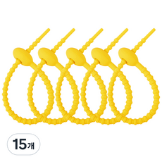 고리타입 케이블타이 150mm, 15개, 노란색