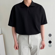 MEOSIDDA 男款素色開領短袖T恤