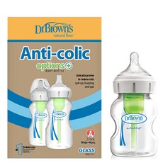닥터브라운 옵션플러스 유리젖병 270ml 2p + 150ml, 1단계, 혼합색상, 1개
