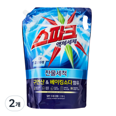 스파크 액체 찬물세척 세제 리필, 2개, 2.6L
