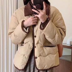 Elsso 女款輕量寬鬆感翻領保暖鋪棉絎縫外套