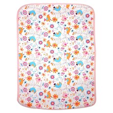 竹纖維三層嬰兒防水隔尿墊 防水尿布墊 生理墊 產褥墊 保潔墊 寵物墊, 愛心小鳥 白色 + 粉色, 1個