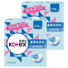 Kotex 靠得住 蘆薈高透氧護墊平常日用 無香, 17.5cm, 24片, 8包