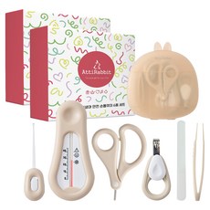 AttiRabbit 嬰幼兒用安全指甲剪6件組, 2套, 米色