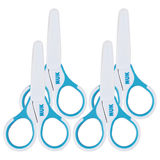 NUK 寶寶安全剪刀, 圓頭設計, 防滑手柄, 附保護蓋, 4支, 藍色