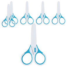 NUK 寶寶安全剪刀, 圓頭設計, 防滑手柄, 附保護蓋, 6支, 藍色