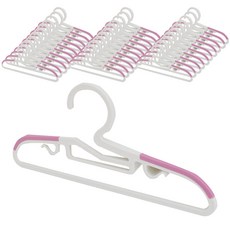 HAPPYHOME 幼兒防滑衣架 兒童衣架, 白色粉紅色, 150個