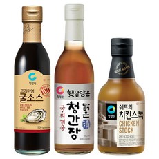 청정원 프리미엄 굴소스 500g + 쉐프의 치킨스톡 340g + 햇살담은맑은청간장 국찌개용 390ml, 1세트