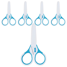 NUK 寶寶安全剪刀, 圓頭設計, 防滑手柄, 附保護蓋, 5支, 藍色
