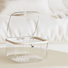 咪咪購物 透明按壓桌上垃圾桶, 透明白