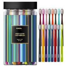 KUNDAL 昆黛爾 DEEP CLEAN雙細毛牙刷 彈性刷毛款, 16支, 1組