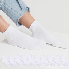 NO DESIGN 女款素色中筒襪組 10雙