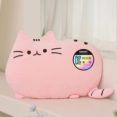 배곧인터내셔널 유아 성인 고양이인형 등 허리쿠션, 핑크