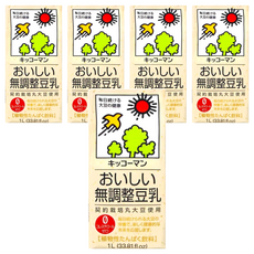 KIKKOMAN 龜甲萬 無調整豆乳 1L 契約栽培丸大豆使用 植物性蛋白飲料 零膽固醇, 5瓶