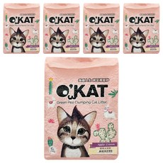 O'KAT 美喵人生 條狀豌豆凝結砂 (蘋果冰淇淋), 會呼吸, 100%天然可生物分解, 6L, 5包