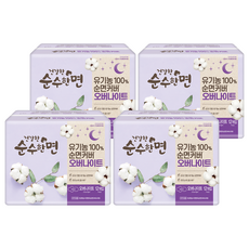 순수한면 생리대 날개형, 오버나이트, 12개입, 4개