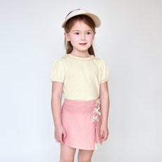 WALTONKIDS 女童夏季孔眼泡泡袖T恤